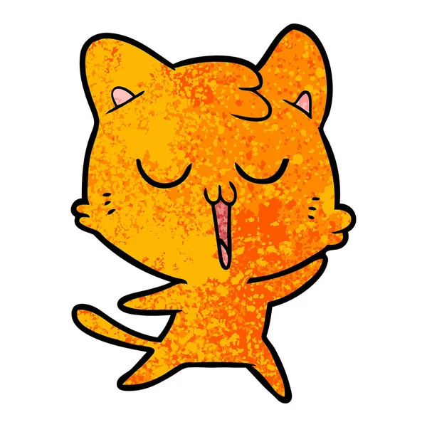 Vector Ilustración Dibujos Animados Gato Cantando — Vector de stock