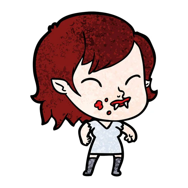 Dessin Animé Vampire Fille Avec Sang Sur Joue — Image vectorielle
