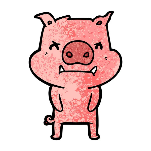 Illustration Vectorielle Cochon Dessin Animé Colère — Image vectorielle