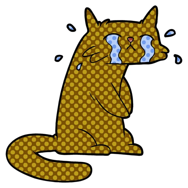 卡通哭猫的矢量例证 — 图库矢量图片
