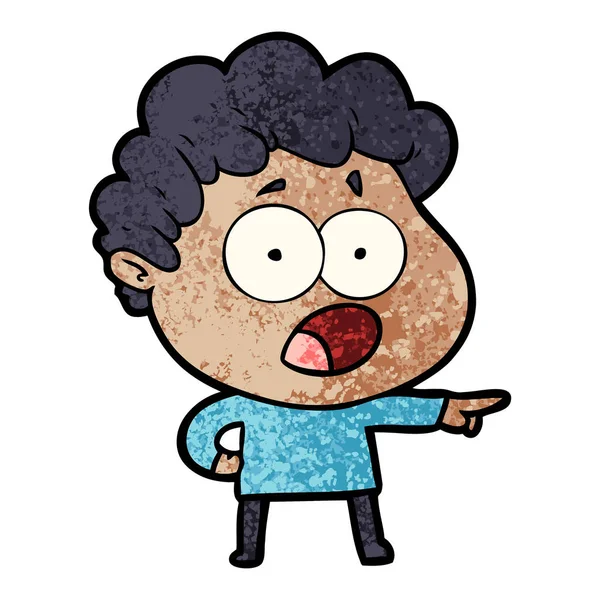 Hombre Dibujos Animados Jadeando Sorprendido — Vector de stock