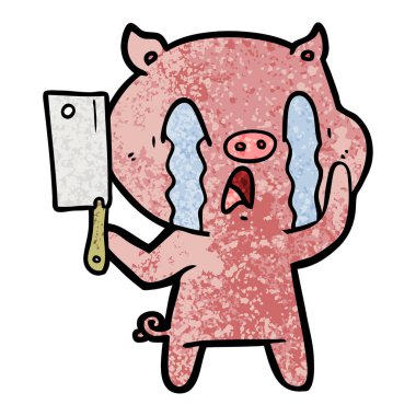 domuz karikatür ağlama vektör çizim