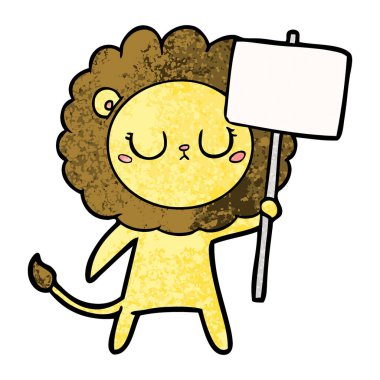 çizgi film aslan protesto işareti ile