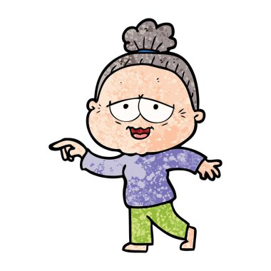 karikatür mutlu yaşlı kadın