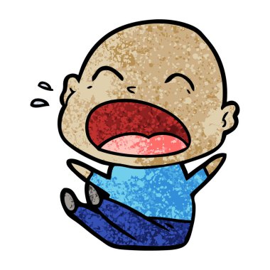 karikatür bağırarak kel adam