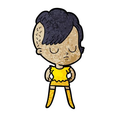 Çizgi filmdeki kadının vektör çizimi