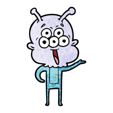 mutlu çizgi film uzaylı vektör çizim