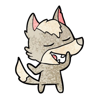 vektör çizim karikatür kurt gülen