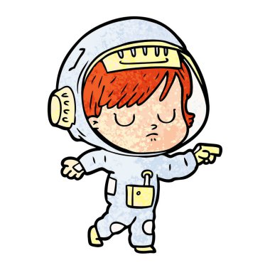 vektör çizim karikatür astronot kadın