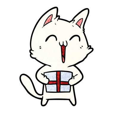 vektör çizim karikatür mutlu kedi