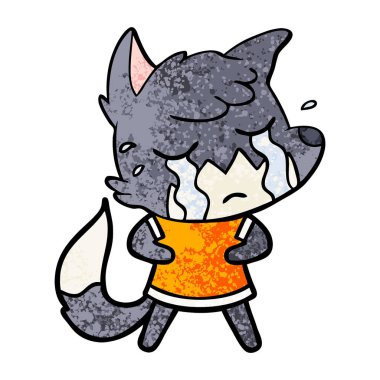 Tilki çizgi film ağlama vektör çizim