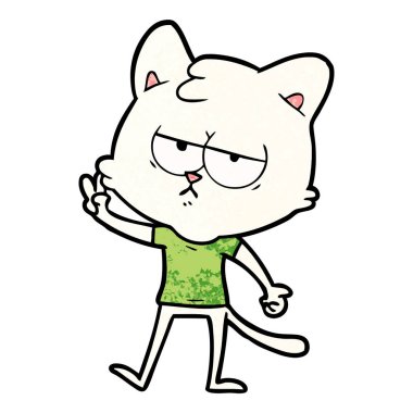 vektör çizim sıkılmış karikatür kedi