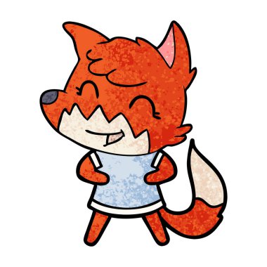 mutlu karikatür fox vektör çizim