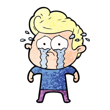 adam ağlıyor çizgi film vektör çizim