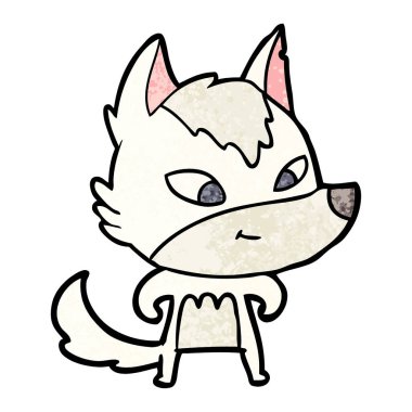 vektör çizim dostu karikatür kurt