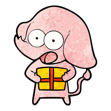 Noel hediyesi ile sevimli çizgi fil