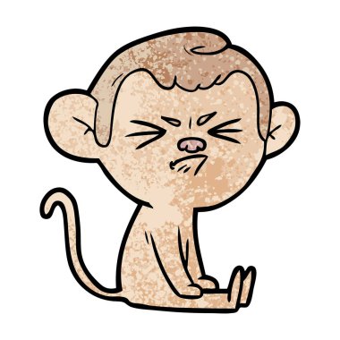 Vektör çizim üzerinde beyaz izole karikatür kızgın maymun