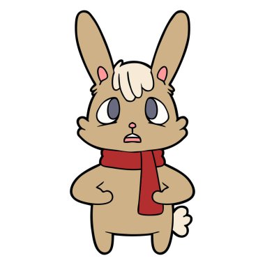 endişeli karikatür tavşan vektör çizim