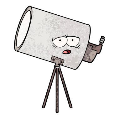 karikatür sıkılmış teleskop ile yüz