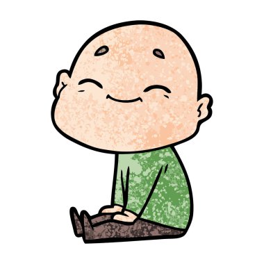 mutlu karikatür kel adam