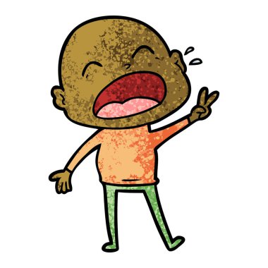 karikatür bağırarak kel adam