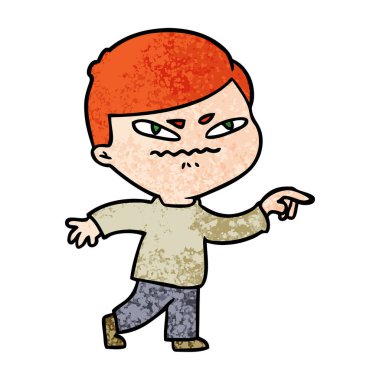 Çizgi filmdeki kızgın adam işaret ediyor