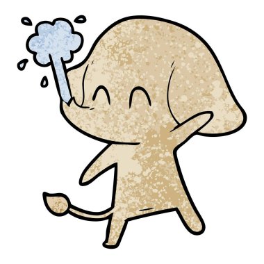 sevimli çizgi fil spouting su