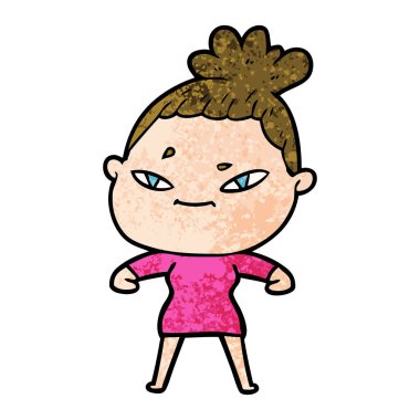 Çizgi filmdeki kadının vektör çizimi