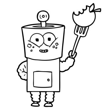 mutlu karikatür robot sallayarak Merhaba