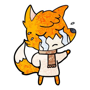 Tilki çizgi film ağlama vektör çizim