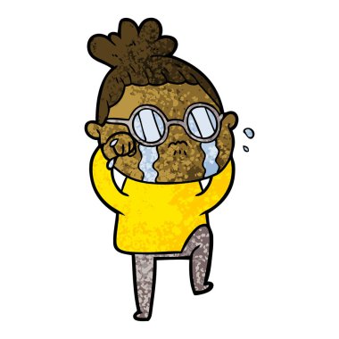 çizgi film ağlayan kadın gözlük takıyor