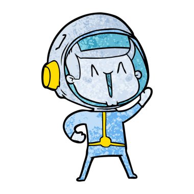 mutlu karikatür astronot vektör çizim
