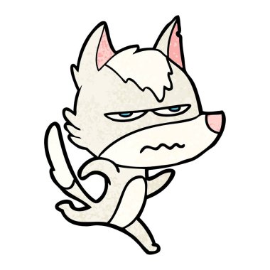 vektör çizim karikatür rahatsız kurt