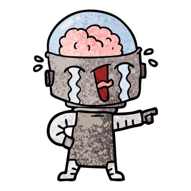 vektör çizim robot ağlıyor çizgi film