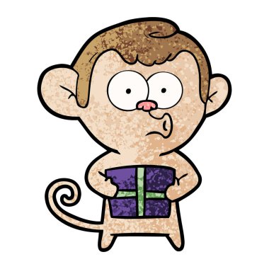 vektör çizim karikatür Noel Maymunu