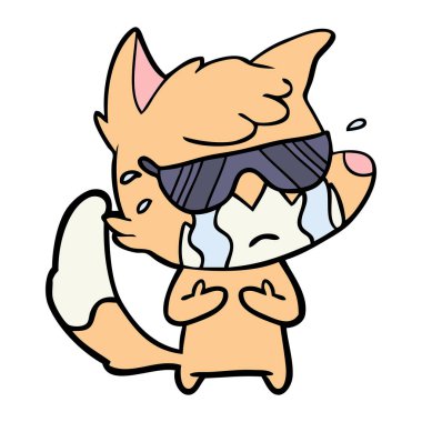 Tilki çizgi film ağlama vektör çizim