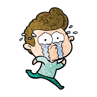 adam ağlıyor çizgi film vektör çizim