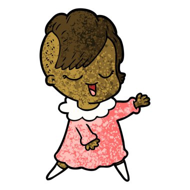 mutlu çizgi film kız vektör çizim