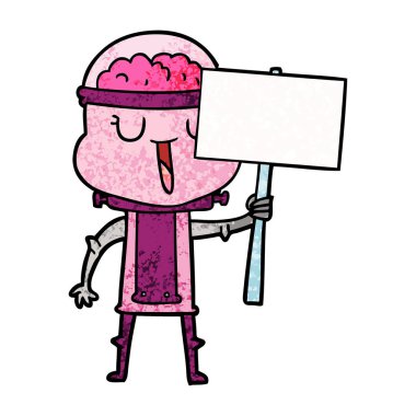 mutlu karikatür robot işareti ile