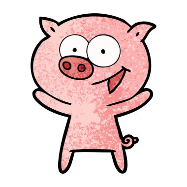 neşeli domuz karikatür vektör çizim