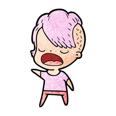 konuşuyor karikatür serin hippi kız