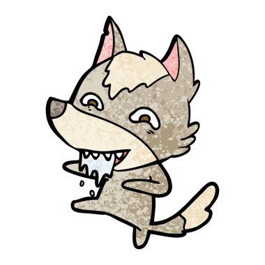 vektör çizim karikatür aç kurt