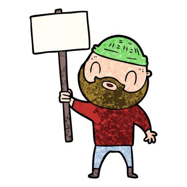 vektör çizim karikatür sakallı adam