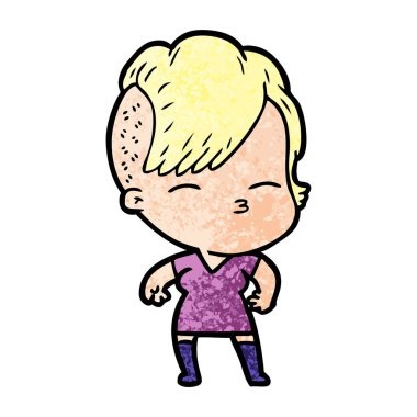 çizgi film kız gözlerini kısarak vektör çizim