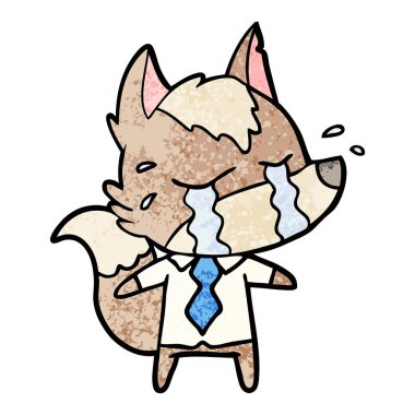 vektör çizim karikatür ağlayan kurt