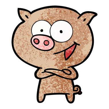 neşeli domuz karikatür vektör çizim