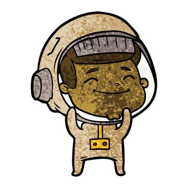 mutlu karikatür astronot vektör çizim