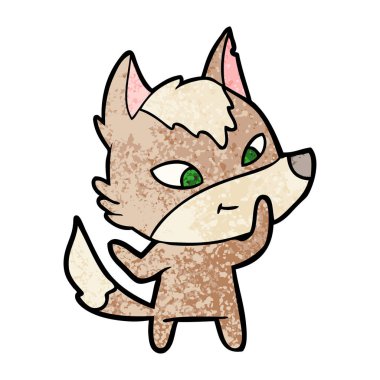 vektör çizim dostu karikatür kurt