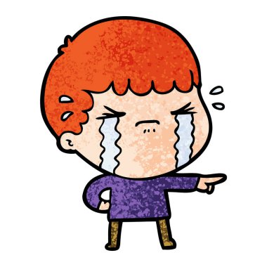 vektör çizim karikatür adam ağlıyor