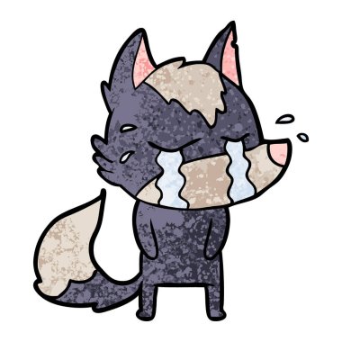 vektör çizim karikatür ağlayan kurt